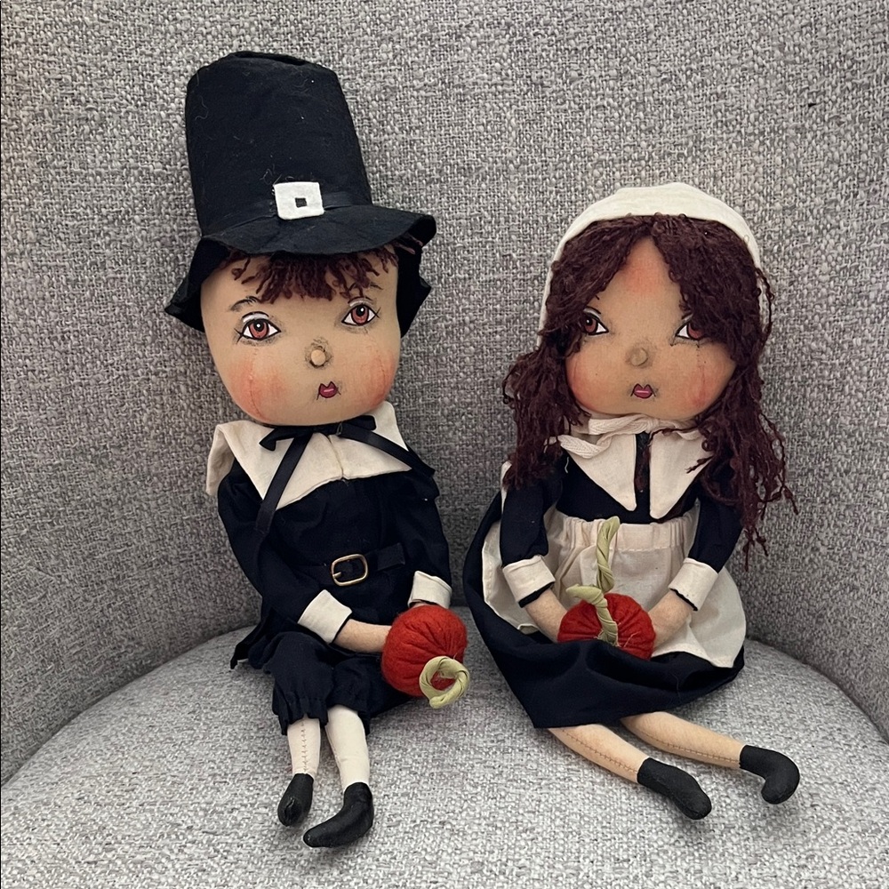 Joe Spencer Gathered Traditions Adam Eve Pilgrim handcrafted dolls Thanksgiving